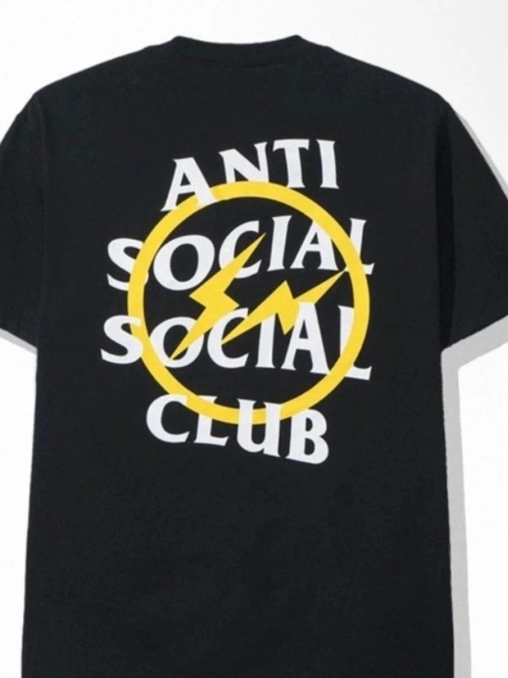 Anti Social Club x Fragment Design Yellow Bolt Tee Black